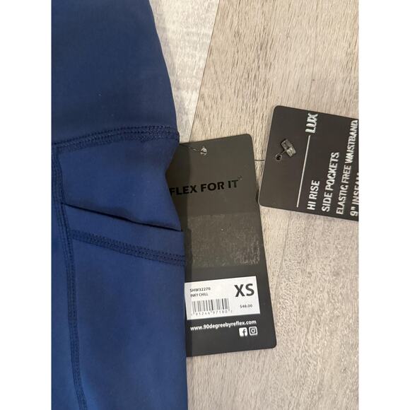 90 Degree by Reflex Bike Shorts Womens XS Lux Hi Rise Side Pockets Athletic Yoga - Picture 3 of 8